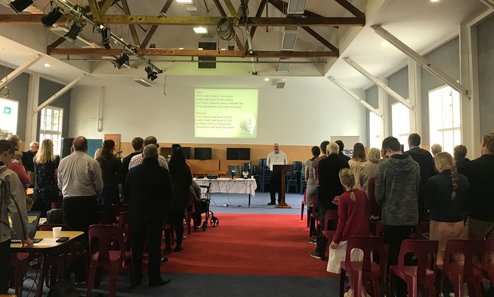 Sunday service - congregation singing